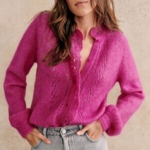 Sézane Angie Cardigan Raspberry—Size M